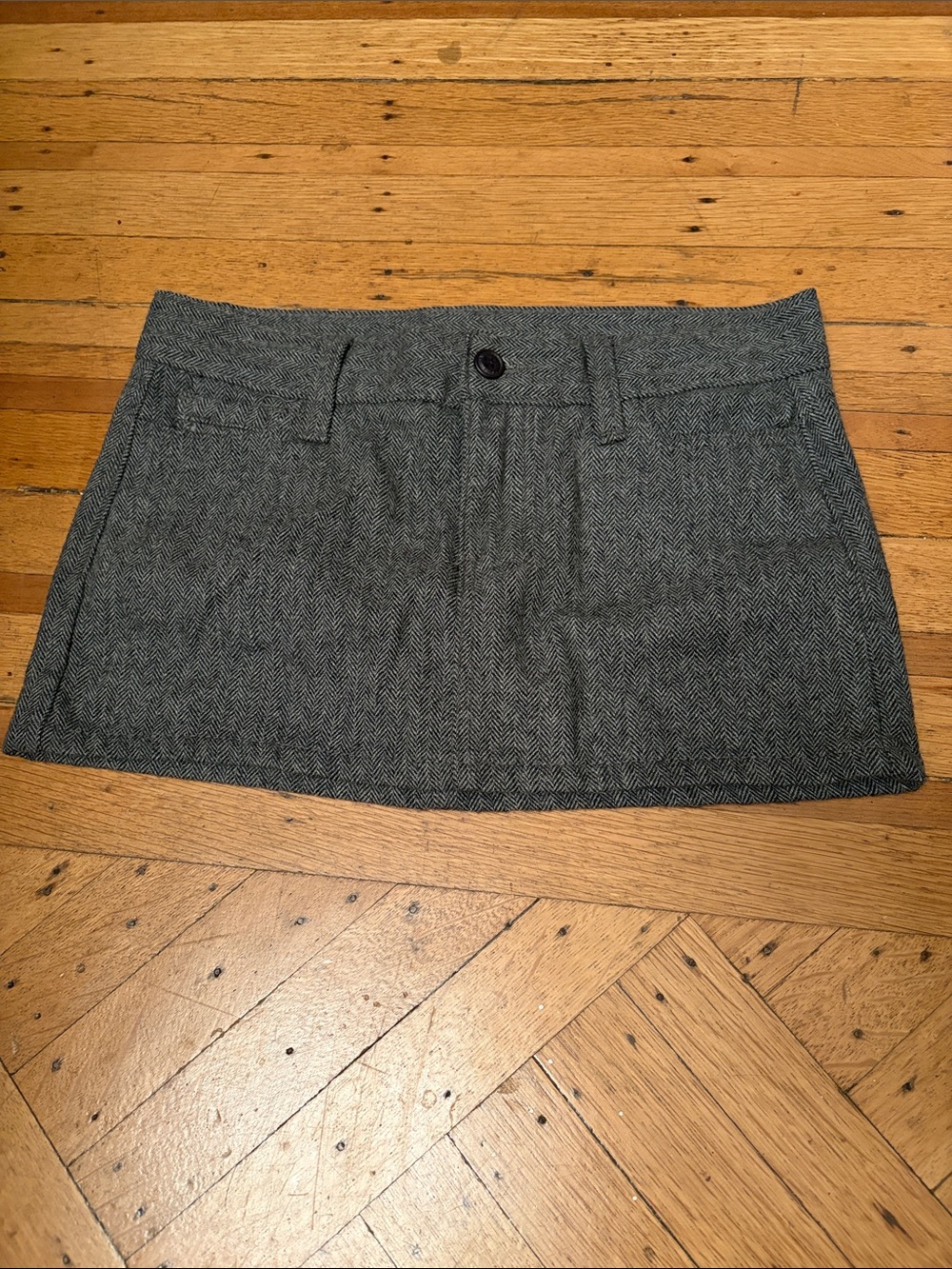 Tailored Gray tweed Mini Skirt front zipper